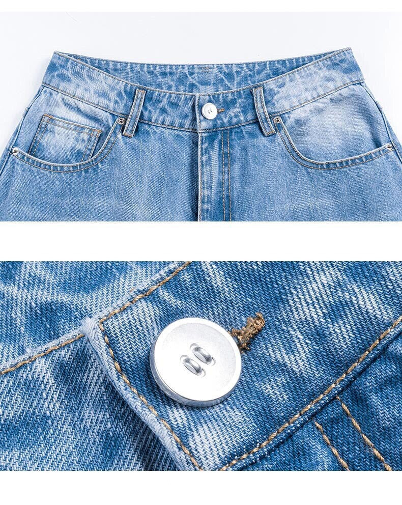 maoxiangshop Korean Streetwear Women Women's High Waist Jeans Woman Harajuku Fashion Denim Pants Jean Baggy Clothes Vintage Clothing Urban