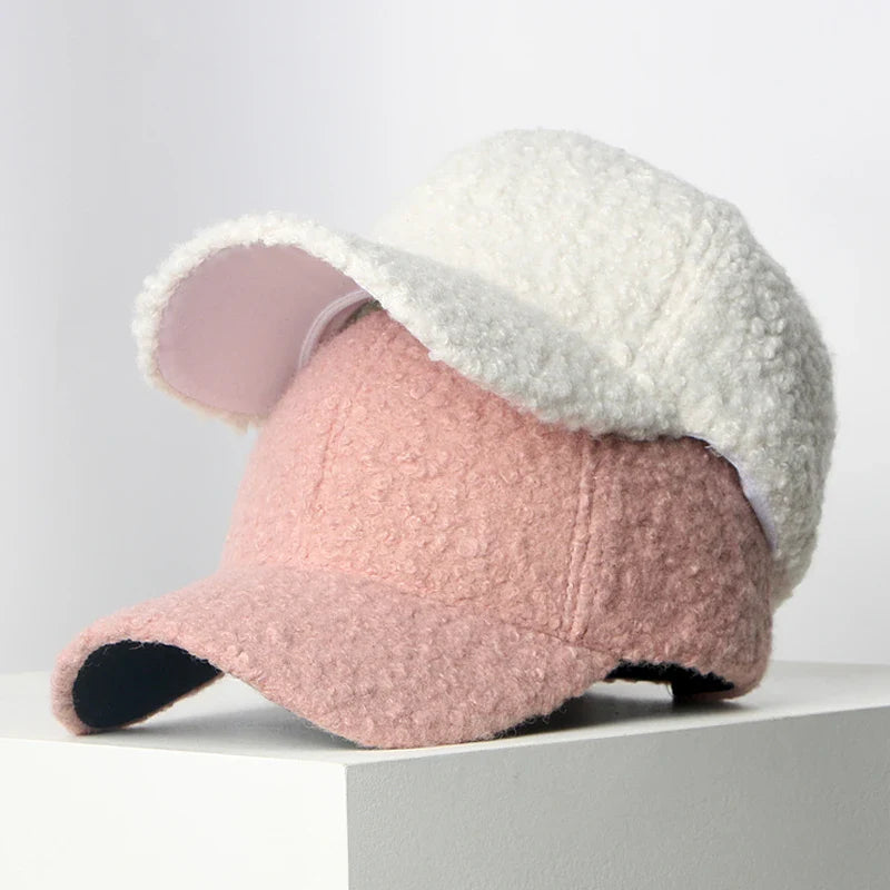 maoxiangshop Autumn Winter Baseball Cap Women Thicken Lamb Wool Hats Version Tide Fleece Warm Cap Plush Baseball Caps Spring Baseball Cap