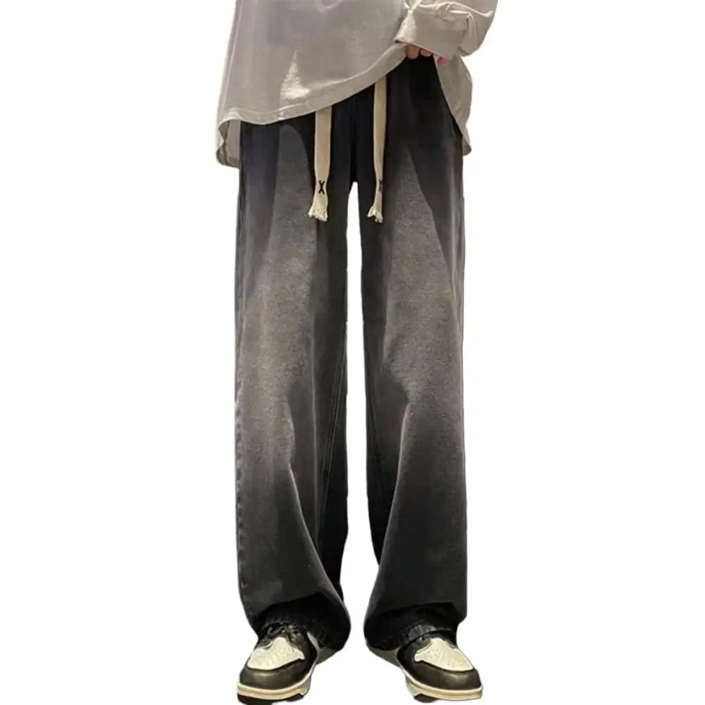 maoxiangshop Men's Jeans Korean Version Student Casual Pants High Street Straight Loose Wide Leg Jeans Black Grey Blue Baggy Jeans