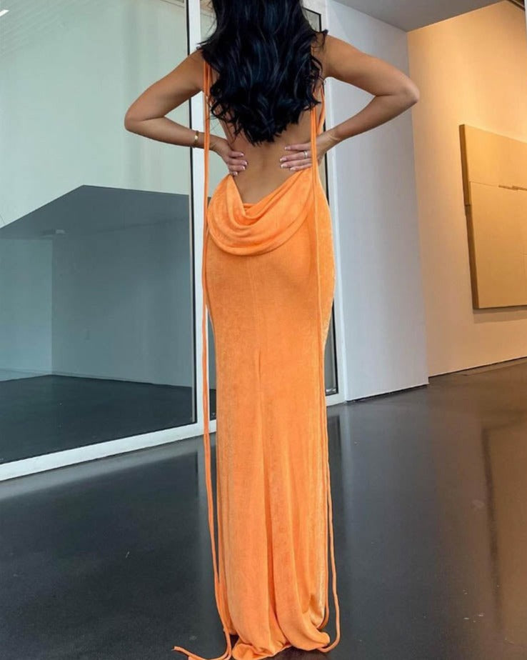 maoxiangshop White Backless Maxi Dresses For Women Spaghetti Strap Long Beach Dress Women Summer Elegant Evening Party Dress