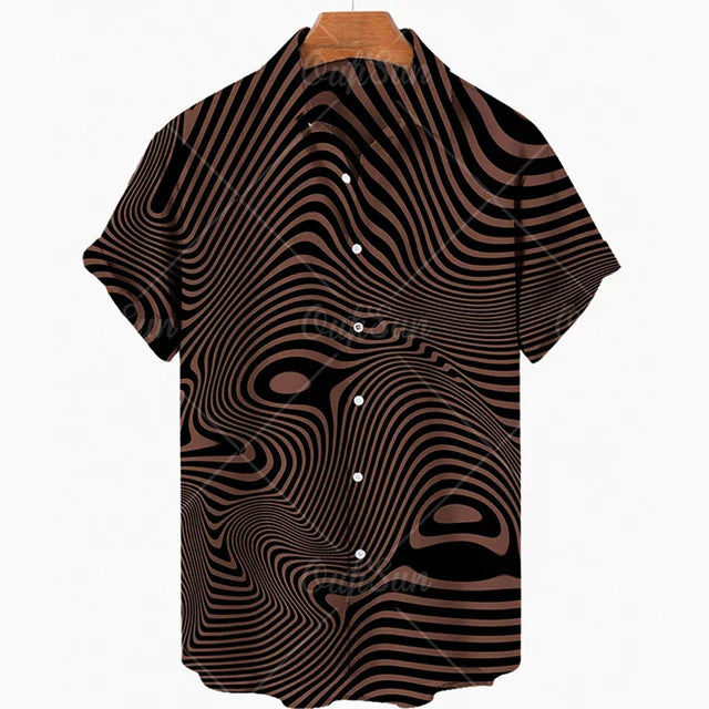 maoxiangshop Short Sleeve Leopard Men's Shirts For Man Clothing Hawaiian Fashion 3D Print Thin Lapel Floral Casual Oversized Imported Camisa