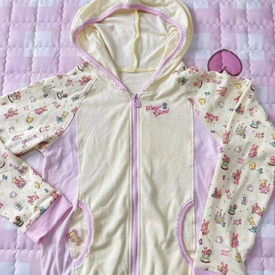maoxiangshop - Japanese Cartoon Print Rabbit Ear Hooded Coats Women Y2k Hoodies Harajuku Kawaii Jacket Aesthetic Grunge Sweatshirt Cute Tops