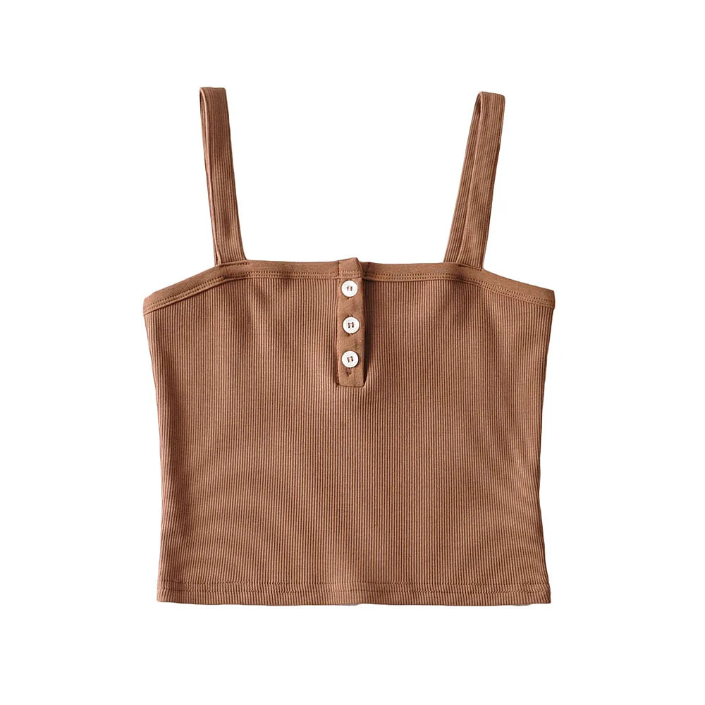 maoxiangshop - Sexy outfits for woman Summer fashion cami top women cute sexy vintage clothes white crop top causal button up tops ribbed