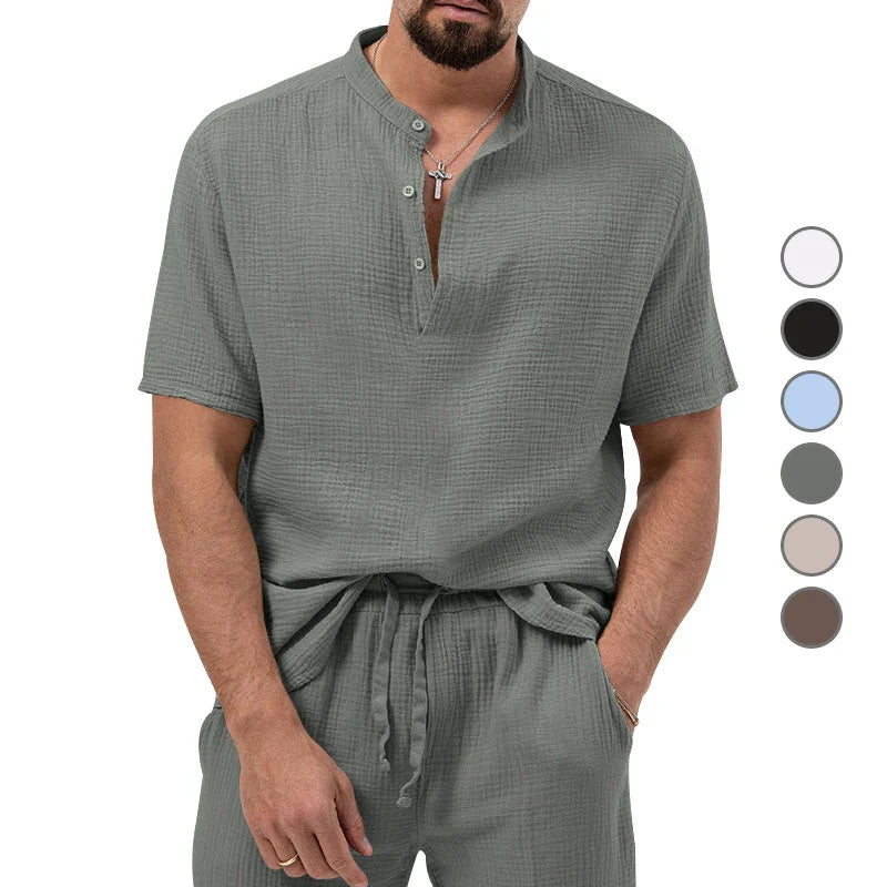 maoxiangshop Fashion Casual Summer T-shirt For Men Beach Wind Bubble Cloth Jacquard Process Breathable Short Sleeve Outdoor Men's Clothing