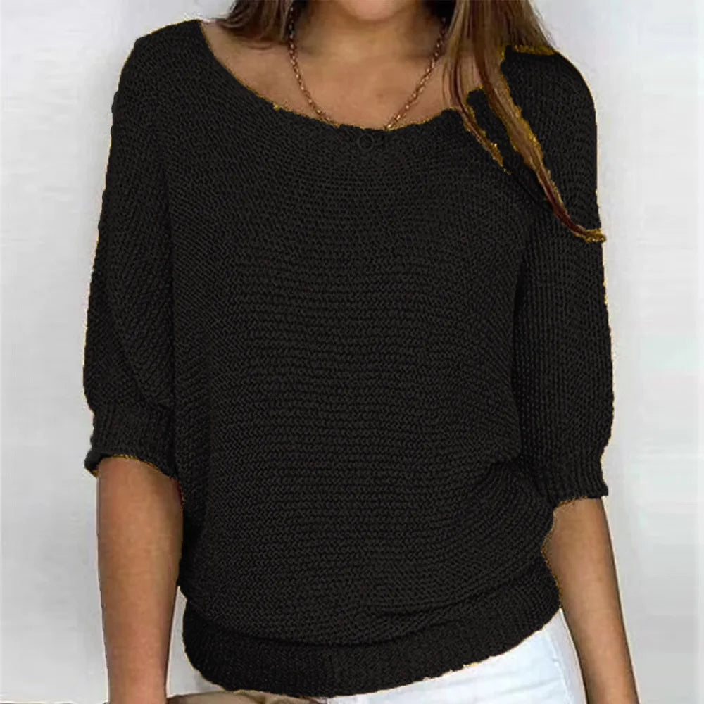 maoxiangshop Jumpers Women Purple Fall Winter Spring Sweaters Three Quarter Sleeve Sweater Jumpers Elegant Streetwear Y2k Tops Short Jumper