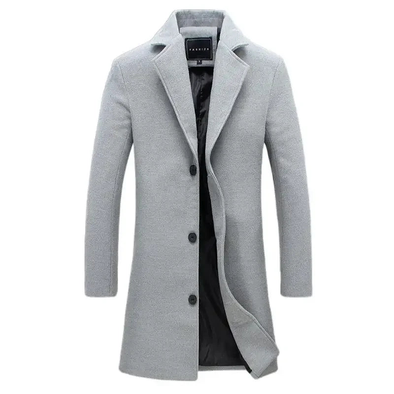 maoxiangshop WINTER OUTFITS MEN Autumn Winter Fashion Men's Woolen Coats Solid Color Single Breasted Lapel Long Coat Jacket Casual Overcoat Plus Size 9 Colors