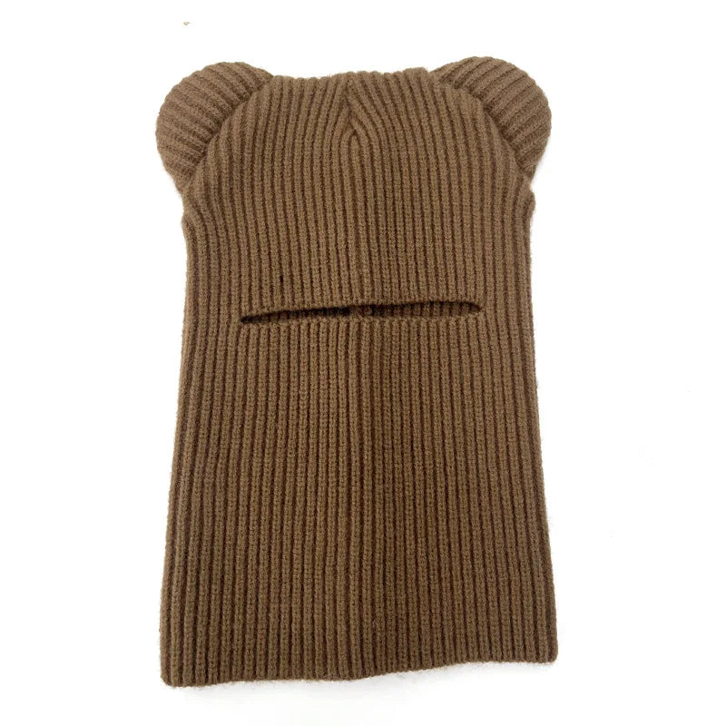 maoxiangshop - Knitted Full Face Cap 1 Holes Balaclava Hat Outdoor Sports Skiing Riding Motorcycle Face Mask Winter Autumn Windproof Warm Masks