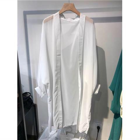 maoxiangshop long Jacket Women Summer Thin Loose See-through Sunscreen Pure Long Sleeve Sexy Coat Chiffon Bohemian Female New Fashion Tops