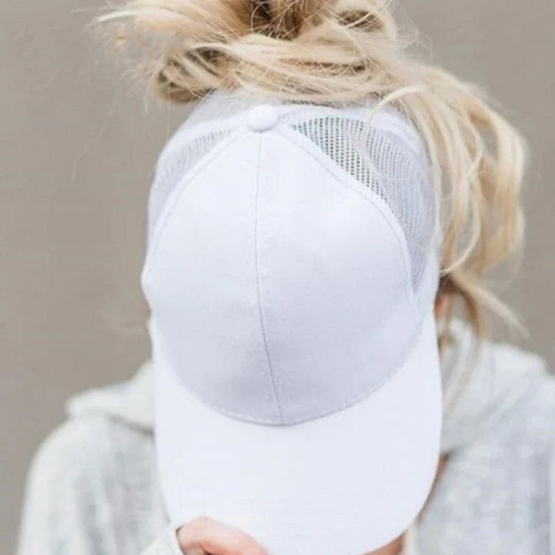 maoxiangshop New Ponytail Baseball Cap Summer Women's Adjustable Black Hat Messy Cap Casual Cotton Girl Snapback Mesh Cap