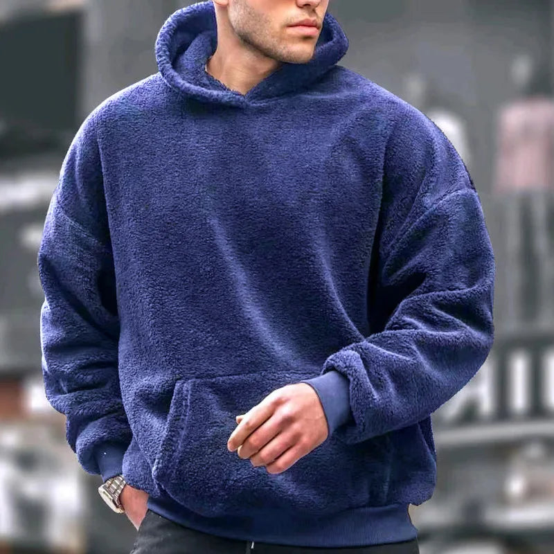 maoxiangshop Men's Hoodie Casual Hoodies Pullovers Sweatshirts Men's Top Solid Color Hoodies Sweatshirt Male Winter jumper with fleece hoodie