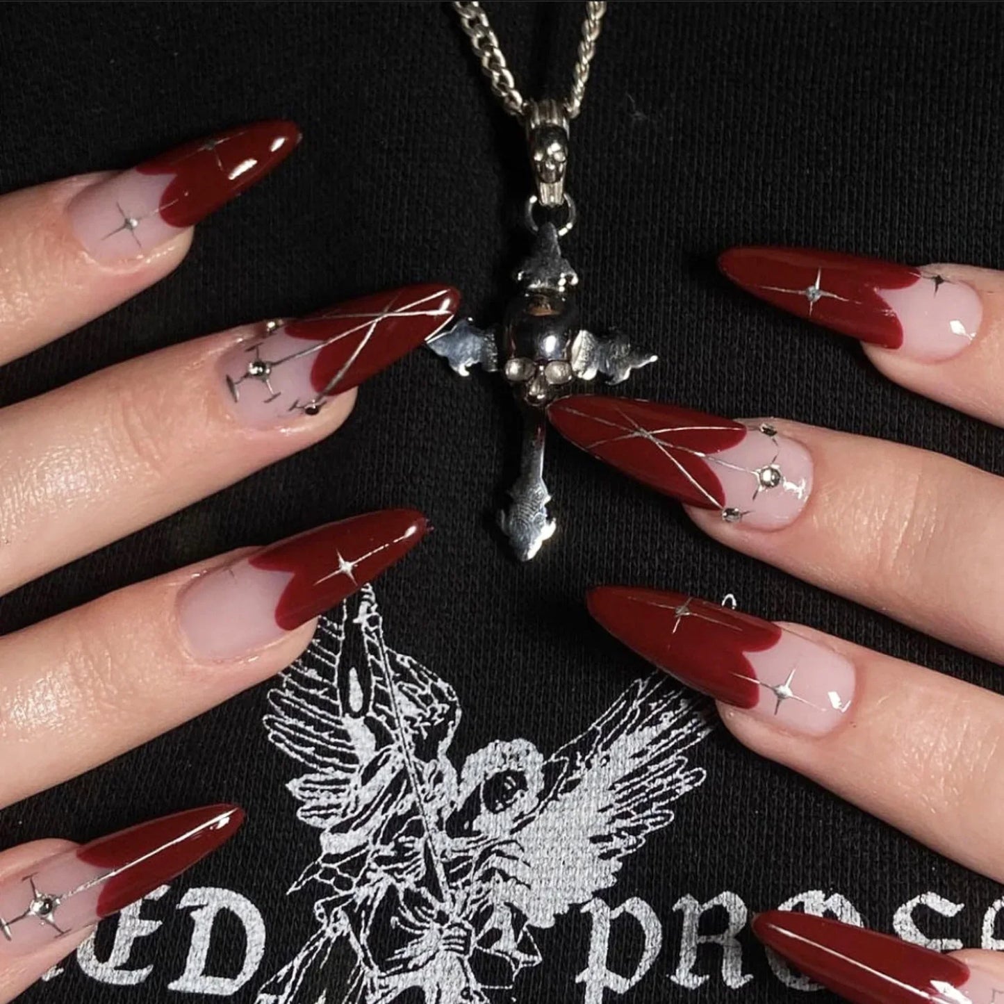 maoxiangshop 24Pcs False Nails With Glue Almond Pink Butterfly Design Detachable Rhinestones Acrylic Fake Nails long stiletto Press On Nails