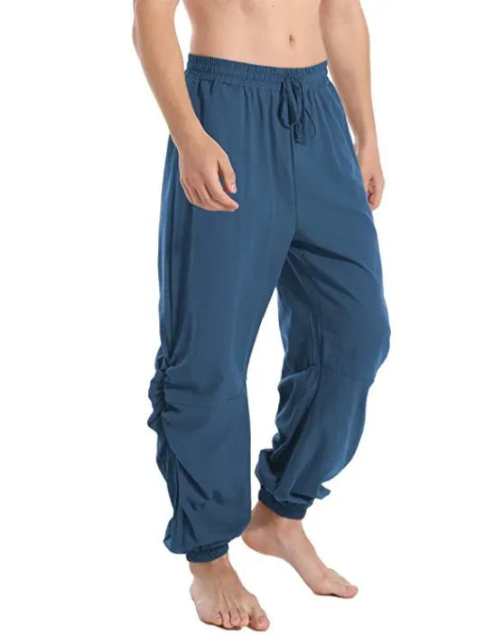 maoxiangshop Adult Men Pirate Pants Vintage Medieval Renaissance Lounge Costume Loose Pants Viking Black Brown Trouser
