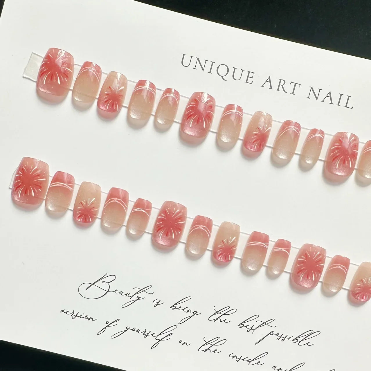 maoxiangshop 24pcs Wearable Pink Press On Fake Nails Tips With Glue false nails design Butterfly Lovely Girl false nails With Wearing Tools