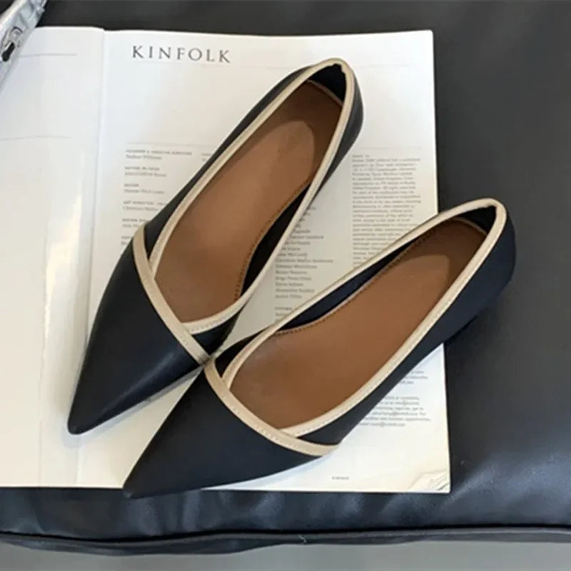 maoxiangshop - 2024 Autumn Elegant Pointed Toe Women Pumps Comfort Soft Leather Wedge Inner Height Women Shoes Office Fashion Flats Loafers