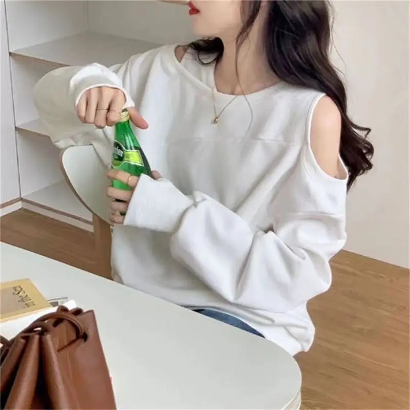 maoxiangshop-Woman T-shirt Red Sexy Clothing Loose Plain Top for Women Off Shoulder Old Simple Cheap Tshirt Stylish Original Xxl Emo Tee