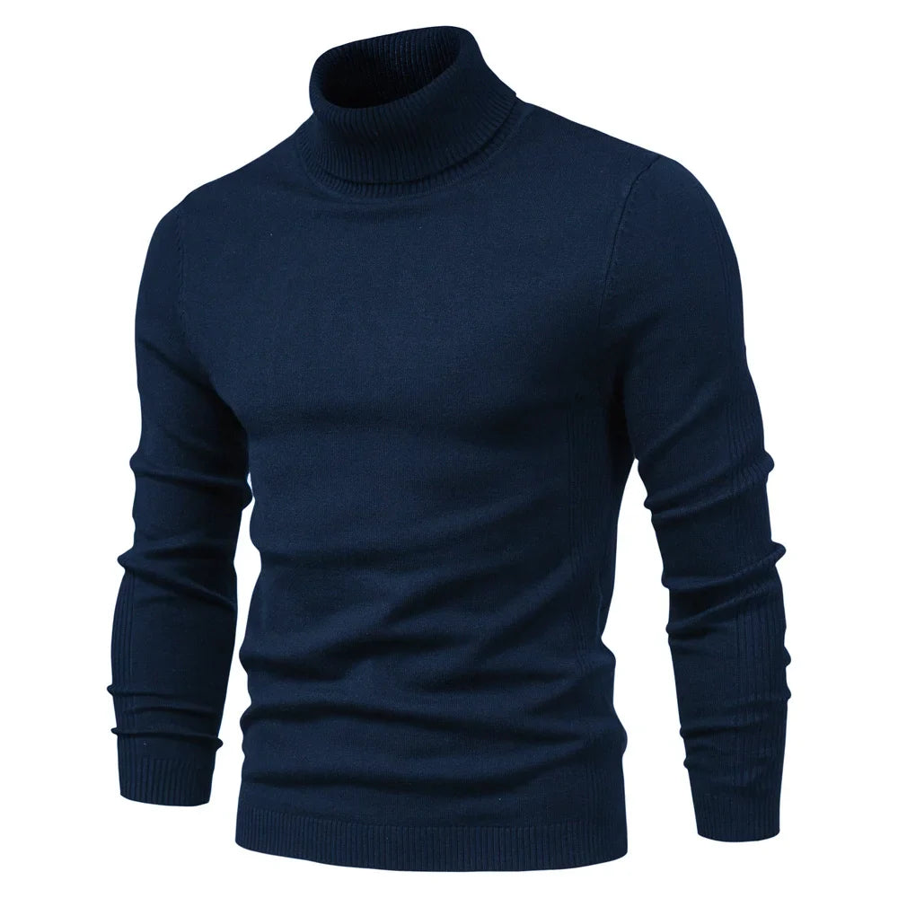 maoxiangshop New Winter Turtleneck Thick Mens Sweaters Casual Turtle Neck Solid Color Quality Warm Slim Turtleneck Sweaters Pullover Men