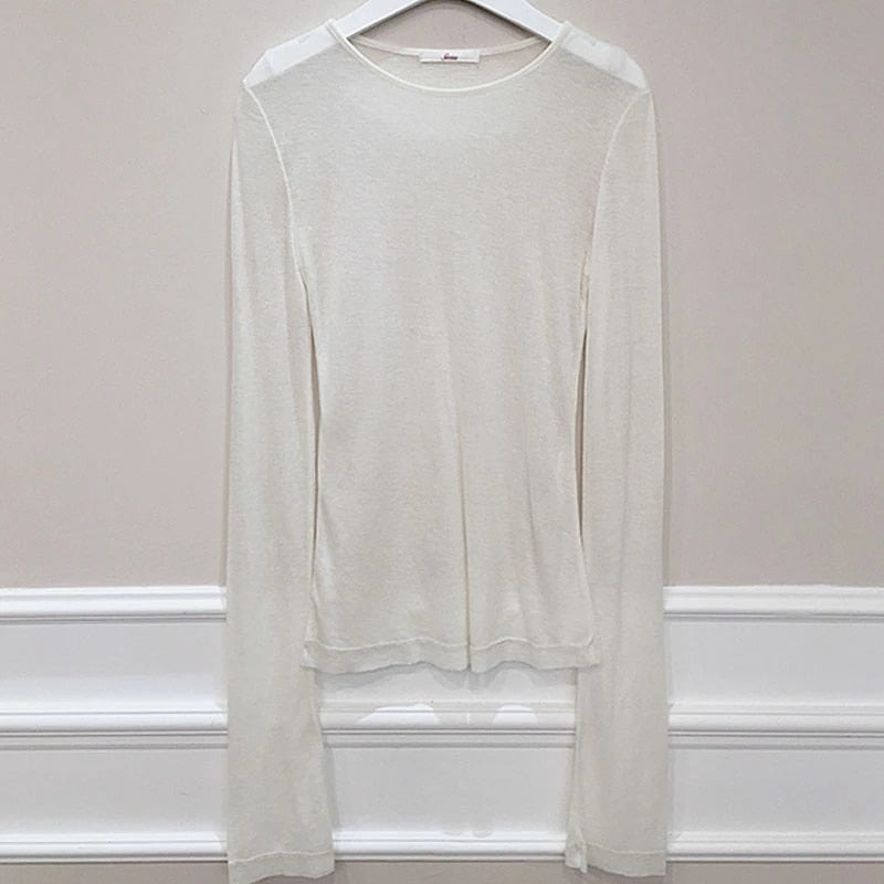 maoxiangshop Sexy Shirt Women T-Shirt Long Sleeve Korean Style Slim Basic Elasticity Tshirt Top Womens Clothing T Shirt Femme