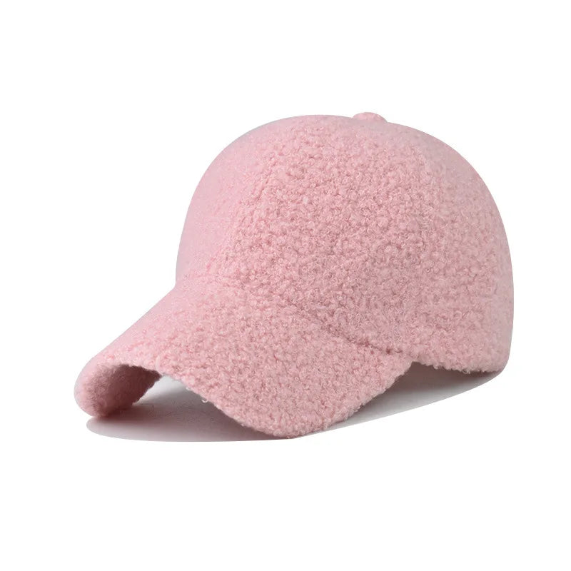 maoxiangshop Autumn Winter Baseball Cap Women Thicken Lamb Wool Hats Version Tide Fleece Warm Cap Plush Baseball Caps Spring Baseball Cap