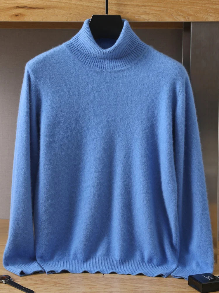 maoxiangshop Men's 100% pure Mink velvet Cashmere Sweater High Lapels Pullovers Knitted Winter New Tops Long Sleeve High-End Jumpers