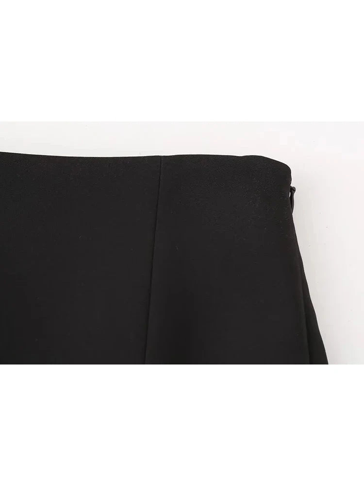 maoxiangshop - Girls Cute Jewelry Decoration Fashion Black Mini Skirts 2024 Womens Summer Casual High Waist Black Short Skirt