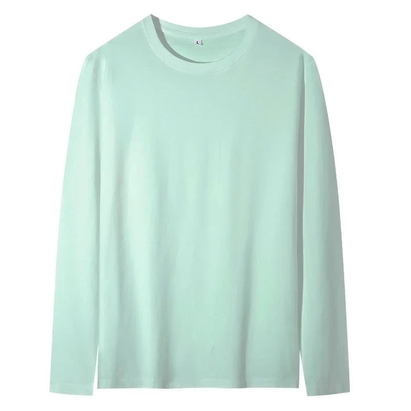 maoxiangshop New Base Shirts Spring Summer Mens O-Neck T-Shirt Long Sleeve T Shirt Male Solid Tshirt Man Clothing Tshirt Men Tops Tees