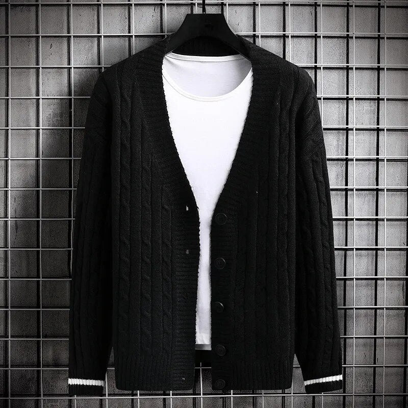 maoxiangshop Autumn Men's Sweater Cardigan Slim Fit Single Breasted Solid Color Knitted Cardigan Men Causal Sweatercoat Mens Clothing
