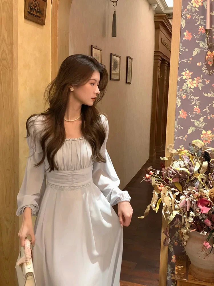 Spring Summer New Bodycon Lady Midi A Line Dress For Women Elegant Party Robe French Style Casual Clothing