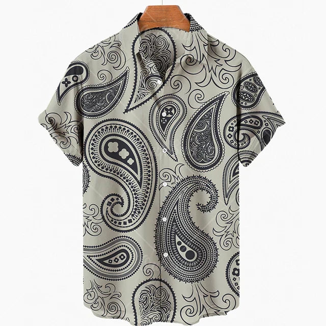 maoxiangshop Short Sleeve Leopard Men's Shirts For Man Clothing Hawaiian Fashion 3D Print Thin Lapel Floral Casual Oversized Imported Camisa