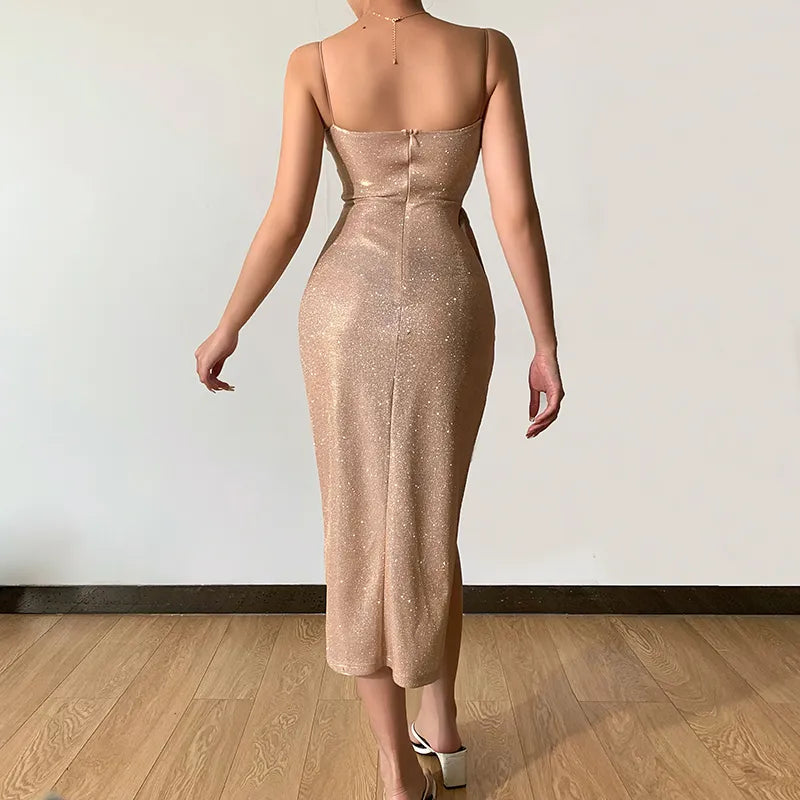 maoxiangshop Long Elegant Evening Party Wear Dresses Luxury Wedding Sequins Prom Gown Slit Gala Dress for Women Sexy Cocktail Dress Clothes