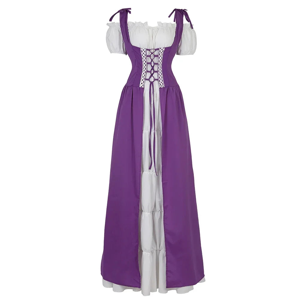 maoxiangshop - Renaissance Dress for Women Irish Medieval Dresses Victorian Female Costumes Halloween Cosplay Costume Masquerade Party Outfits