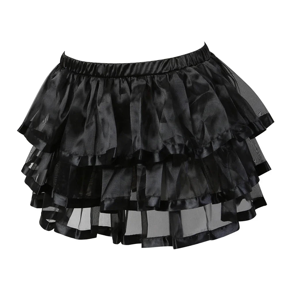 maoxiangshop - Corset Tutu Steampunk Satin Bustier Dress Burlesque Corselet Sexy Lace Up Corsage Skirt Classic Clubwear Carnival Party Costumes