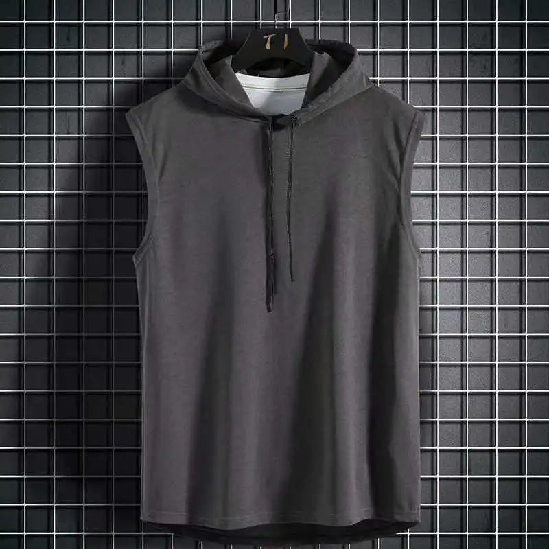 maoxiangshop 2024 Brand New Men's Tank Tops Vest Sleeveless Tees For Male Hooded Man Vests Tops Hip Hop Men Tank Top T shirt
