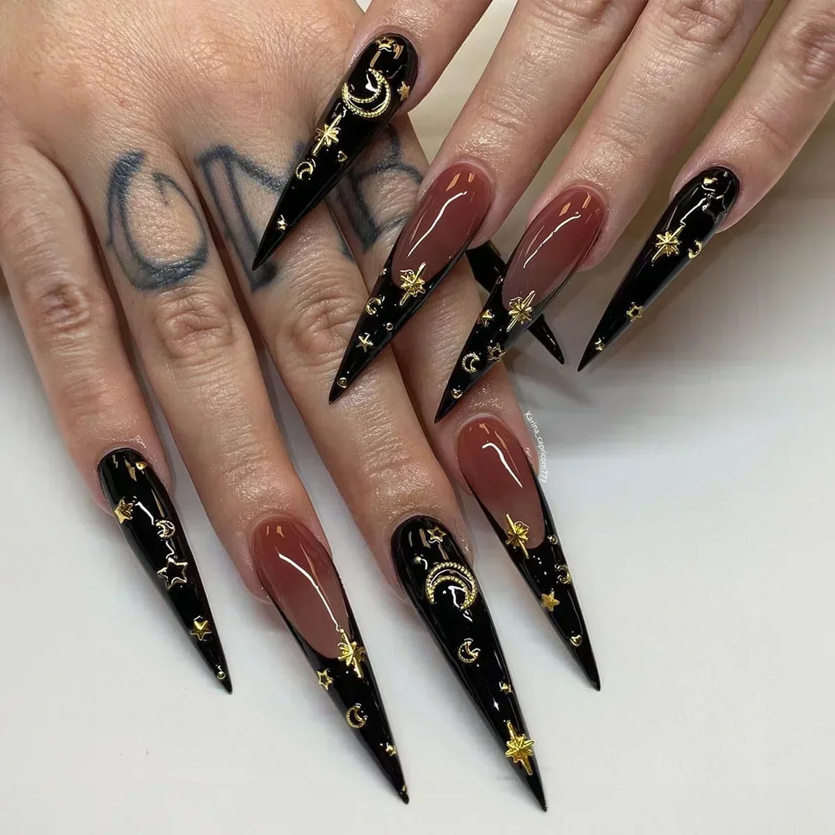maoxiangshop 24Pcs False Nails With Glue Almond Pink Butterfly Design Detachable Rhinestones Acrylic Fake Nails long stiletto Press On Nails