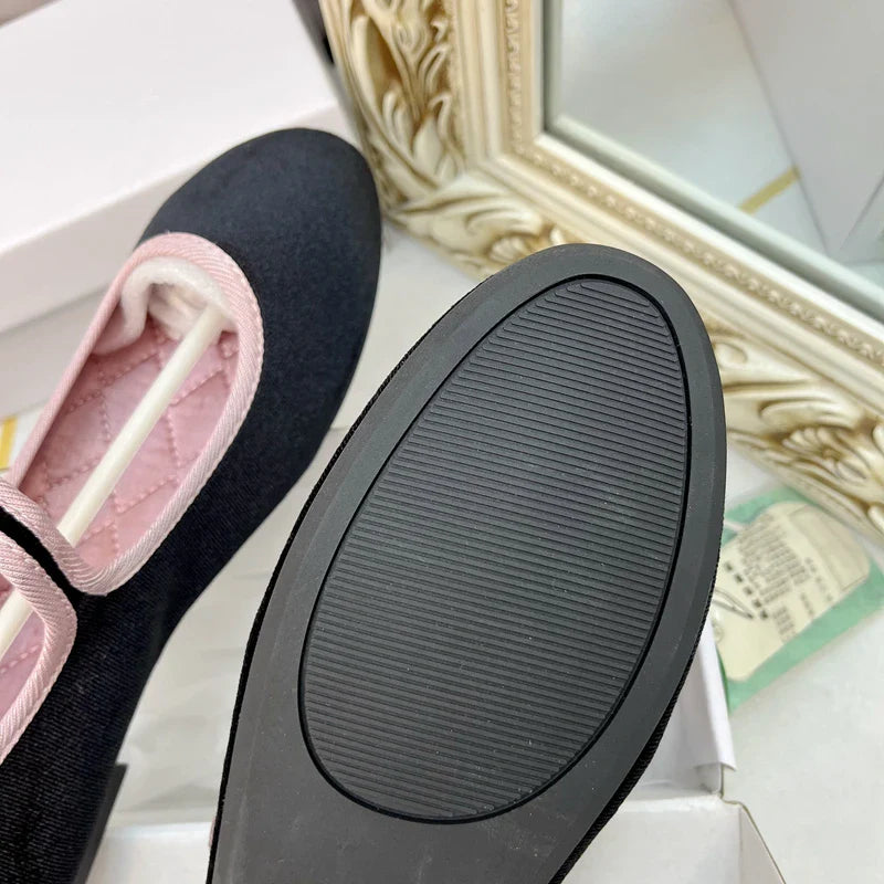 maoxiangshop - NEW Velvet Elegant Shoes Women Mary Janes Buckle Strap Soft Ballet Flats Designer Shoes Spring Autumn Ladies Athletic Shoe