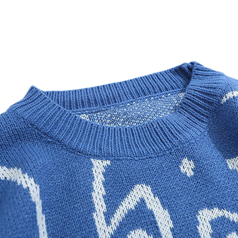 maoxiangshop Japanese Harajuku Vintage Sweater Men Autumn Winter New Cartoon Loose Knitted Sweater Hip Hop Streetwear Knitwear Pullovers