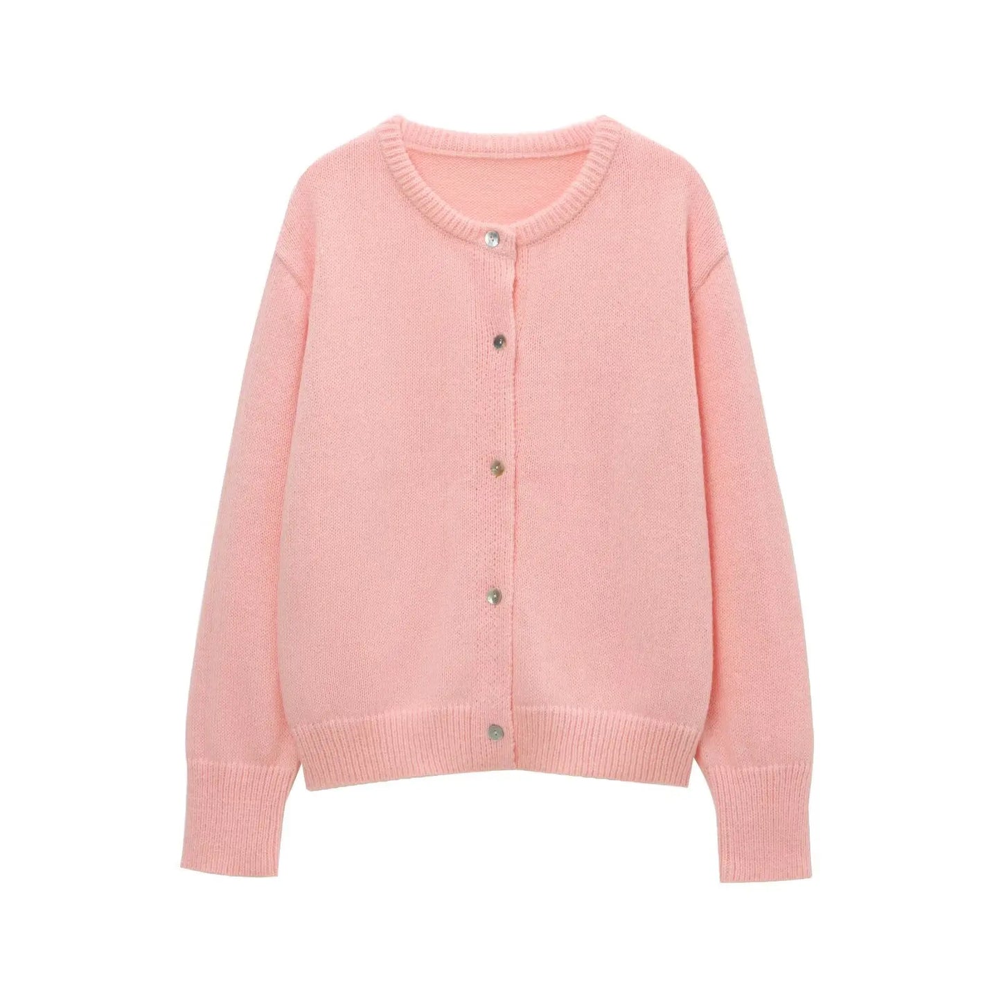 maoxiangshop - Autumn Winter Knitted Cardigan Sweater Coat Women Vintage O-Neck Long Sleeve Single Breasted Warm Knitwear Jumper