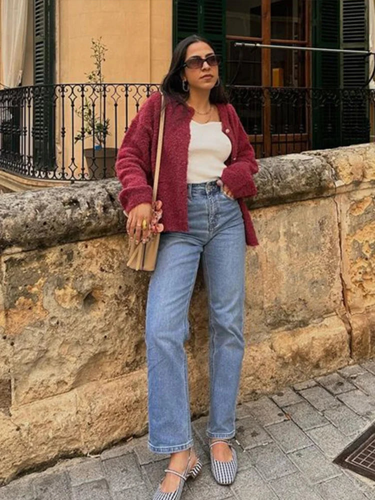 maoxiangshop - Knitted Solid Women Cardigan O-neck Single-breasted Female Sweater 2024 Autumn Winter Long Sleeve Elegant Ladies Knitwear