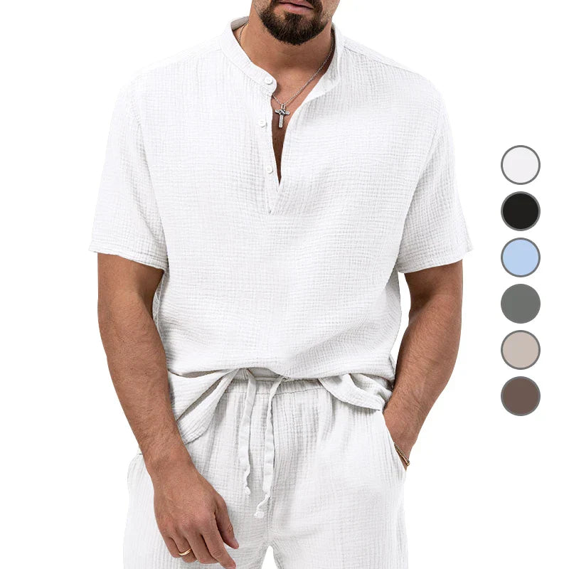 maoxiangshop Fashion Casual Summer T-shirt For Men Beach Wind Bubble Cloth Jacquard Process Breathable Short Sleeve Outdoor Men's Clothing