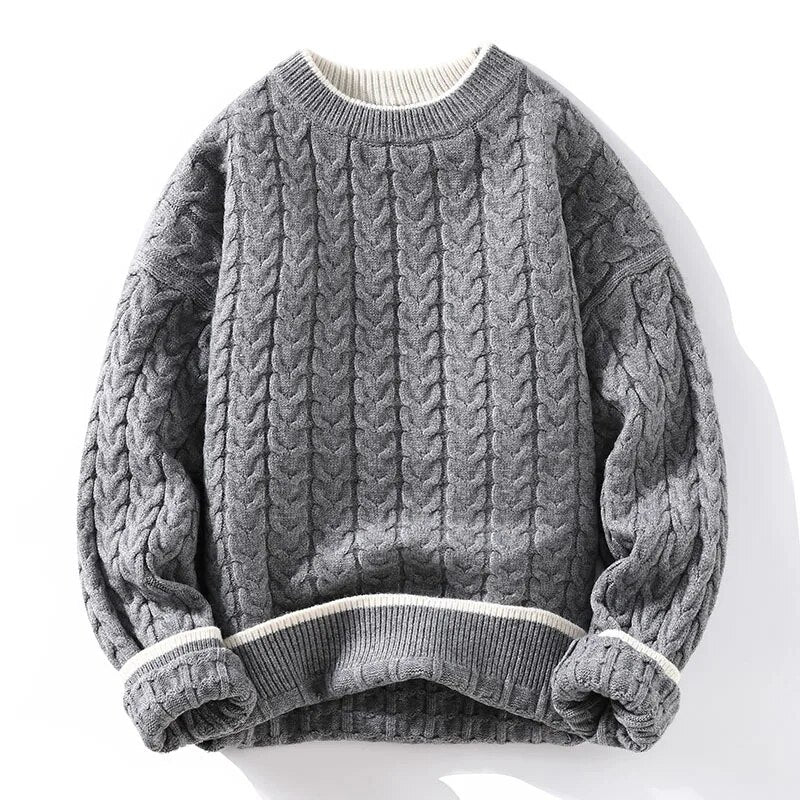 maoxiangshop Winter Thick Warm Sweater Men O Neck Knitted Pullovers Fashion Loose Mens Knitwear Casual Sweaters Couple Knitting Pullover