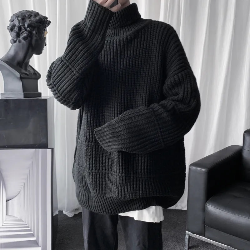 maoxiangshop Autumn Winter Mens Casual Turtleneck Pullover Men's Long Sleeve Rollneck Sweater Korean Style Fashion Warm Knitted Sweater