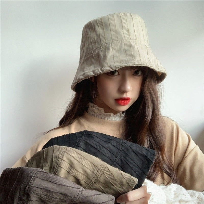 maoxiangshop Bucket Hats Women Solid Simple Basic All-match Casual New Design Korean Fashion Sun Protection Streatwear Harajuku College Cozy