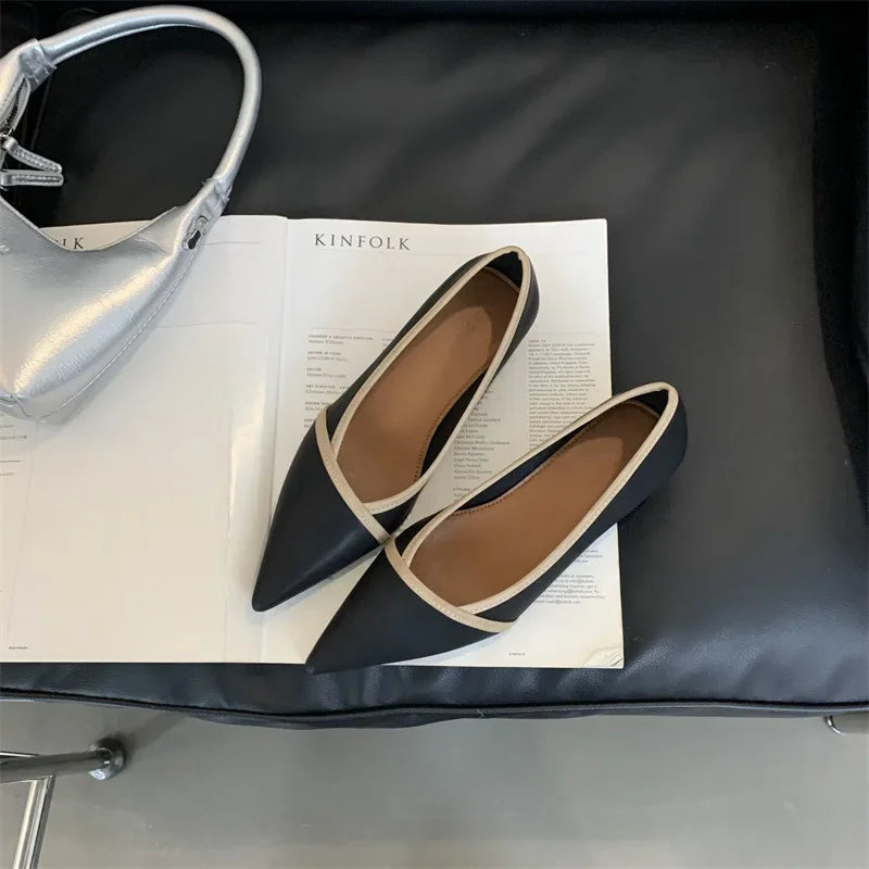 maoxiangshop - 2024 Autumn Elegant Pointed Toe Women Pumps Comfort Soft Leather Wedge Inner Height Women Shoes Office Fashion Flats Loafers