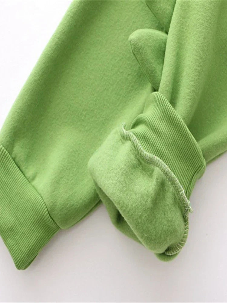 Women Dinosaur Sweatshirts Hooded Warm Fleece Hoodies Pullovers With Horns Harajuku Girls Teens Green Hoodie