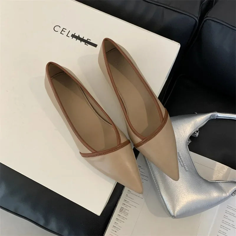 maoxiangshop - 2024 Autumn Elegant Pointed Toe Women Pumps Comfort Soft Leather Wedge Inner Height Women Shoes Office Fashion Flats Loafers