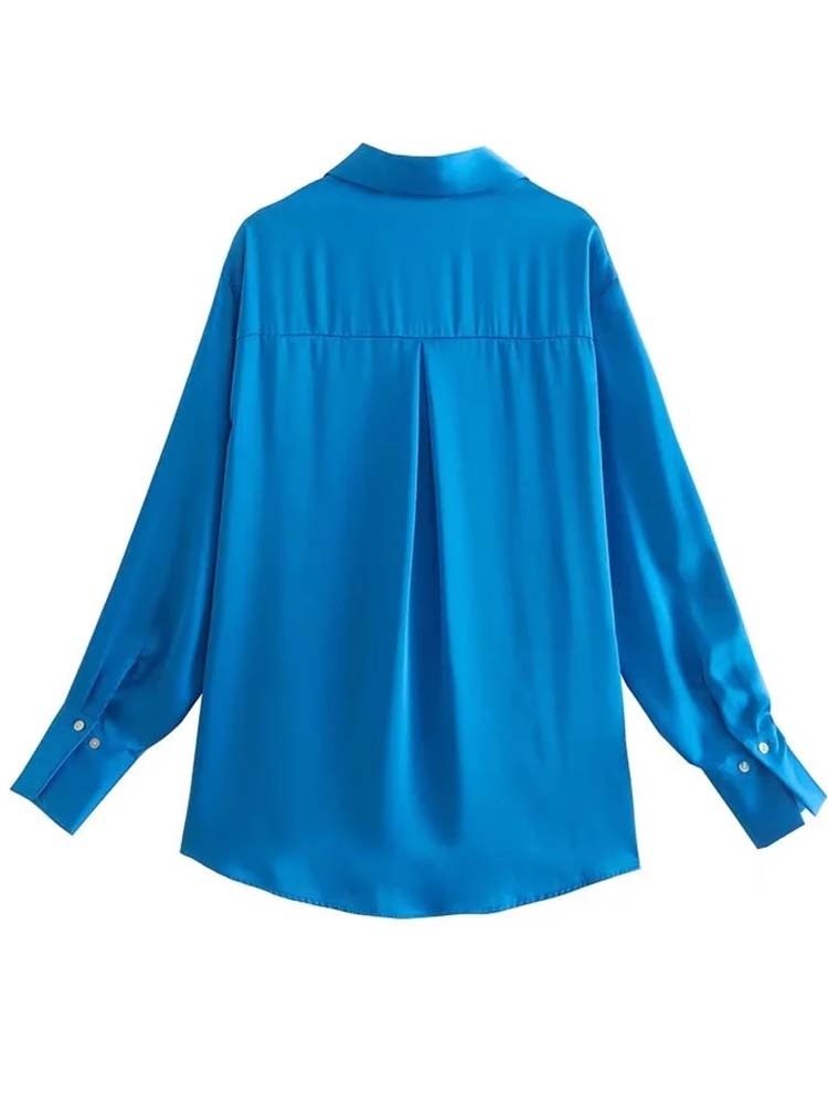 maoxiangshop Women's Shirt Spring Autumn Fashion Satin Soft Casual Blouses Loose Streetwear Vintage Shirts Woman Tops
