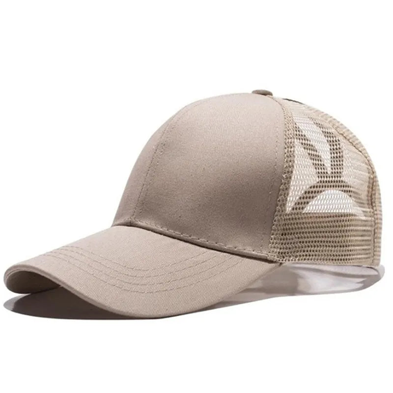 maoxiangshop New Ponytail Baseball Cap Summer Women's Adjustable Black Hat Messy Cap Casual Cotton Girl Snapback Mesh Cap