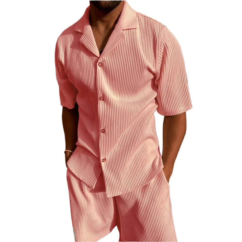 maoxiangshop Summer Mens Solid Color Tracksuit Shorts Sleeve V-neck T Shirt Beach Sweatpants Breathable Mens Shorts Lightweight Sweatwear