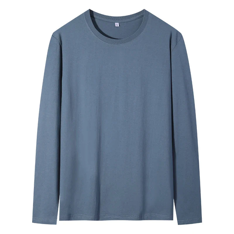 maoxiangshop New Base Shirts Spring Summer Mens O-Neck T-Shirt Long Sleeve T Shirt Male Solid Tshirt Man Clothing Tshirt Men Tops Tees