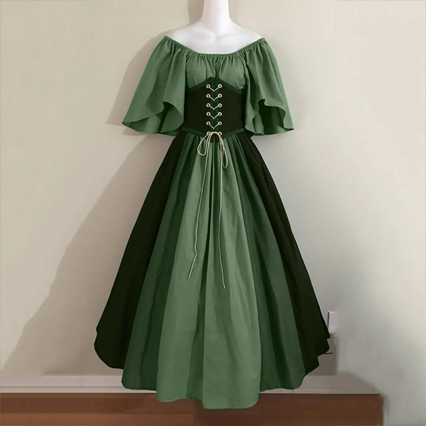 maoxiangshop - Female Cos Costume Performance Big Swing Skirt Medieval Retro Slim-fitting Skirt Flying Sleeves Shoulder Dress