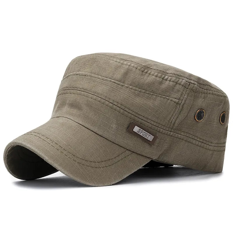 maoxiangshop New Washed Cotton Flat Top Cap Adjustable Outdoor Caps Women Men Retro Hats Man Cap